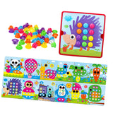 Maxbell Mosaic Pegboard Educational Toys with Pegs for 2 3 4 Year Olds Kids Toddlers Style F