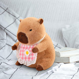 Maxbell Wearing Bib Capybara Plush Toy Sofa Car Living Room Home Decoration for Kids 30cm Pink
