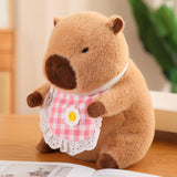 Maxbell Wearing Bib Capybara Plush Toy Sofa Car Living Room Home Decoration for Kids 30cm Pink