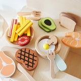 Maxbell Pretend Play Accessory with Tray Wooden Pretend Play Sets Birthday Gift