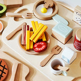 Maxbell Pretend Play Accessory with Tray Wooden Pretend Play Sets Birthday Gift