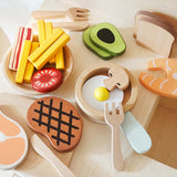 Maxbell Pretend Play Accessory with Tray Wooden Pretend Play Sets Birthday Gift