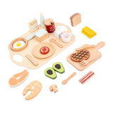 Maxbell Pretend Play Accessory with Tray Wooden Pretend Play Sets Birthday Gift
