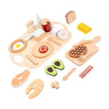 Maxbell Pretend Play Accessory with Tray Wooden Pretend Play Sets Birthday Gift