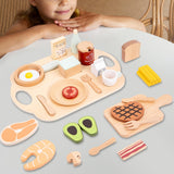 Maxbell Pretend Play Accessory with Tray Wooden Pretend Play Sets Birthday Gift