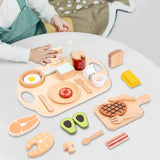 Maxbell Pretend Play Accessory with Tray Wooden Pretend Play Sets Birthday Gift
