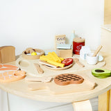 Maxbell Pretend Play Accessory with Tray Wooden Pretend Play Sets Birthday Gift