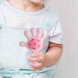 Maxbell Baby Teething Hand Rattle Activity Toy for Newborn Easy Grip Montessori Toys Pink