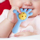 Maxbell Baby Teething Hand Rattle Activity Toy for Newborn Easy Grip Montessori Toys Blue