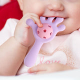 Maxbell Baby Teething Hand Rattle Activity Toy for Newborn Easy Grip Montessori Toys Violet