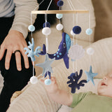Maxbell Baby Crib Mobile Sensory Felt Hanging Decoration for Infant Newborn Children blue