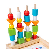 Maxbell Montessori Wooden Beads Sequencing Toy Set Lacing Beads for 1 2 3 4 5 6 Kids