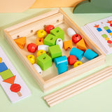 Maxbell Montessori Wooden Beads Sequencing Toy Set Lacing Beads for 1 2 3 4 5 6 Kids