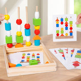Maxbell Montessori Wooden Beads Sequencing Toy Set Lacing Beads for 1 2 3 4 5 6 Kids
