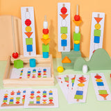 Maxbell Montessori Wooden Beads Sequencing Toy Set Lacing Beads for 1 2 3 4 5 6 Kids