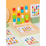 Maxbell Montessori Wooden Beads Sequencing Toy Set Lacing Beads for 1 2 3 4 5 6 Kids