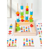 Maxbell Montessori Wooden Beads Sequencing Toy Set Lacing Beads for 1 2 3 4 5 6 Kids