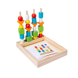 Maxbell Montessori Wooden Beads Sequencing Toy Set Lacing Beads for 1 2 3 4 5 6 Kids