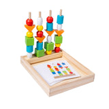 Maxbell Montessori Wooden Beads Sequencing Toy Set Lacing Beads for 1 2 3 4 5 6 Kids