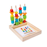 Maxbell Montessori Wooden Beads Sequencing Toy Set Lacing Beads for 1 2 3 4 5 6 Kids