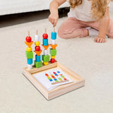 Maxbell Montessori Wooden Beads Sequencing Toy Set Lacing Beads for 1 2 3 4 5 6 Kids