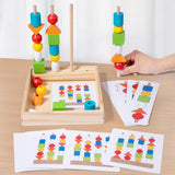 Maxbell Montessori Wooden Beads Sequencing Toy Set Lacing Beads for 1 2 3 4 5 6 Kids