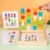 Maxbell Montessori Wooden Beads Sequencing Toy Set Lacing Beads for 1 2 3 4 5 6 Kids