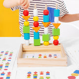 Maxbell Montessori Wooden Beads Sequencing Toy Set Lacing Beads for 1 2 3 4 5 6 Kids
