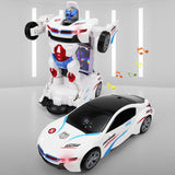 Maxbell Deformation Car Toy Flashing Portable Robot Car Toy for Game Preschool