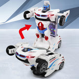 Maxbell Deformation Car Toy Flashing Portable Robot Car Toy for Game Preschool