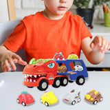 Maxbell Toy Trucks Dinosaur Playset Dinosaur Figure Toys for Children Kids Preschool T rex with 8 car
