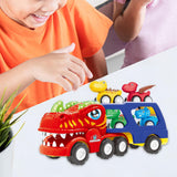 Maxbell Toy Trucks Dinosaur Playset Dinosaur Figure Toys for Children Kids Preschool T rex with 4 car