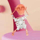 Maxbell Spring Wind up Dancing Skeleton Man Luminous Funny for Kids Home Decor Gifts Pink White
