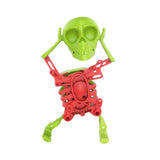 Maxbell Spring Wind up Dancing Skeleton Man Luminous Funny for Kids Home Decor Gifts Green Red