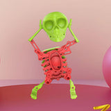 Maxbell Spring Wind up Dancing Skeleton Man Luminous Funny for Kids Home Decor Gifts Green Red