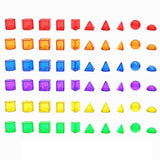 Maxbell 60Pcs Geometric Solids 3D Shapes Montessori Toy for Travel Activity Teaching