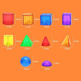 Maxbell 60Pcs Geometric Solids 3D Shapes Montessori Toy for Travel Activity Teaching