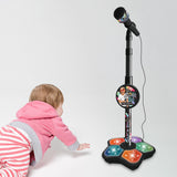 Maxbell Music Sing Microphone Toy with Flashing Stage Lights for Kids Birthday Gifts Black