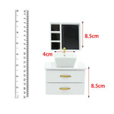 Maxbell Dollhouse Furniture Toys Classic 1:12 Miniature Bathroom Sink Cabinet Mirror White