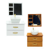 Maxbell Dollhouse Furniture Toys Classic 1:12 Miniature Bathroom Sink Cabinet Mirror White
