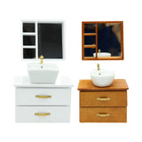 Maxbell Dollhouse Furniture Toys Classic 1:12 Miniature Bathroom Sink Cabinet Mirror White
