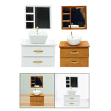 Maxbell Dollhouse Furniture Toys Classic 1:12 Miniature Bathroom Sink Cabinet Mirror White