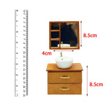 Maxbell Dollhouse Furniture Toys Classic 1:12 Miniature Bathroom Sink Cabinet Mirror Brown