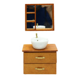 Maxbell Dollhouse Furniture Toys Classic 1:12 Miniature Bathroom Sink Cabinet Mirror Brown