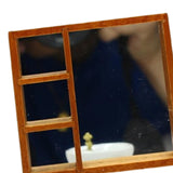 Maxbell Dollhouse Furniture Toys Classic 1:12 Miniature Bathroom Sink Cabinet Mirror Brown