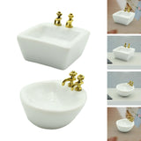 Maxbell 1/12 Dollhouse Simulation Washbasin Mini Basin Sink for Decoration DIY Scene Square