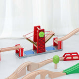 Maxbell Train Railway Tracks Bridge Wooden Train Accessories for Boys Children Girls