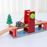 Maxbell Train Railway Tracks Bridge Wooden Train Accessories for Boys Children Girls