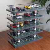 Maxbell 1/64 Diorama Car Parking Lot Display Case Layout Model Car Garage Home Decor