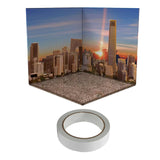 Maxbell 1:12 Miniature Scene Background Board Display for Action Figures Diecast Car City Sunset